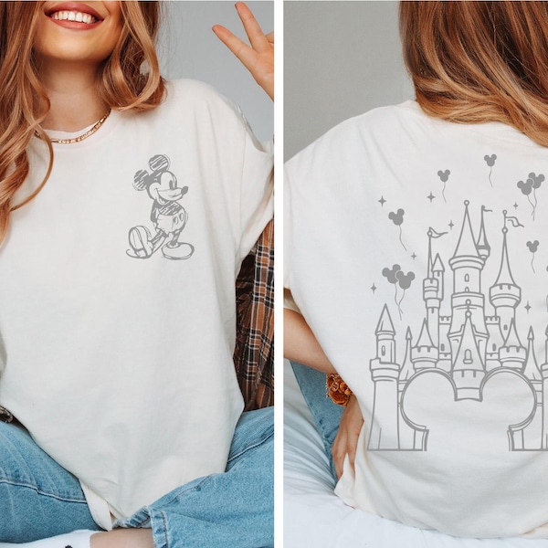 Comfort Colors® Minimal Disney Castle Shirt,Vintage Mickey Mouse Tee,Matching Family Disney Trip Shir,Magic Kingdom Group Outfit