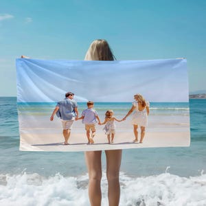 Personalized Custom Photo Beach Towel,Ideal Gift for Family, Friends, Weddings, Vacations More,Unique Birthday, Holiday & Summer Gift