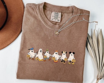 Comfort Colors® Disney Mickey Friends Halloween Shirt, Mickey & Friends Ghost Tee, Retro Spooky Disney Sweatshirt, Disney Family Matching