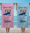 Disney Cruise Personalized Beach Towel for Kids & Adults,Family Vacation Gift, Group Trip Cruise Ship Towel,Mickey Minnie Goofy Pluto Donald