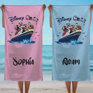 Disney Cruise Personalized Beach Towel for Kids & Adults,Family Vacation Gift, Group Trip Cruise Ship Towel,Mickey Minnie Goofy Pluto Donald