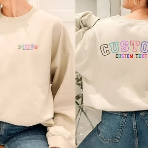 Aesthetic Hoodie with Custom Text, Your Design and Logo Gift, Personalized Logo and Text Sweater, Custom Design to Double Sided Sweatshirt