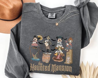 Comfort Colors® Retro The Haunted Mansion Disney Sweatshirt,Mickey Minnie Halloween Shirt,Ghost Shirt,Spooky Season Crewneck