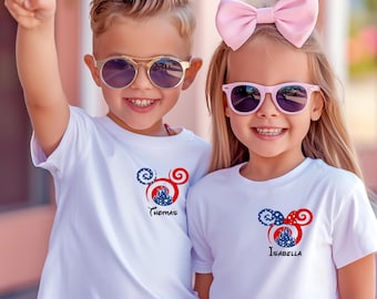 Custom Disney USA Trip Shir,Family Matching 4th of July Shirts,Personalized Vacation Group Tee,Patriotic Castle Mickey Shirt,Disneyland Tee