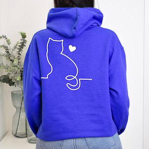 Minimalist Cat Sweatshirt, Cute Line Art Cat Back Design,Cat Lover Gift,Aesthetic Cat Mom Pullover,Birthday Gift for Cat Lovers,Cat Hoodie