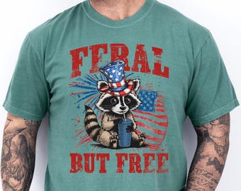 Camiseta divertida Comfort Colors® del 4 de julio, camiseta con humor patriótico, camiseta "Wild and Free USA", camiseta de fiesta del Día de la Independencia, 4 de julio