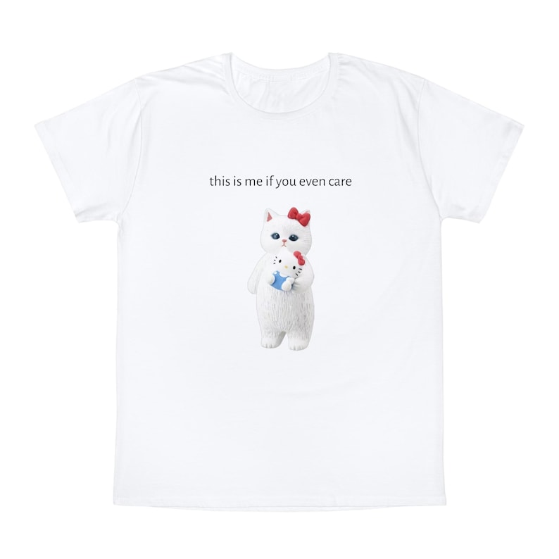 Mofusand x Hello Kitty Sanrio this is me if you even care Unisex T-Shirt image 1