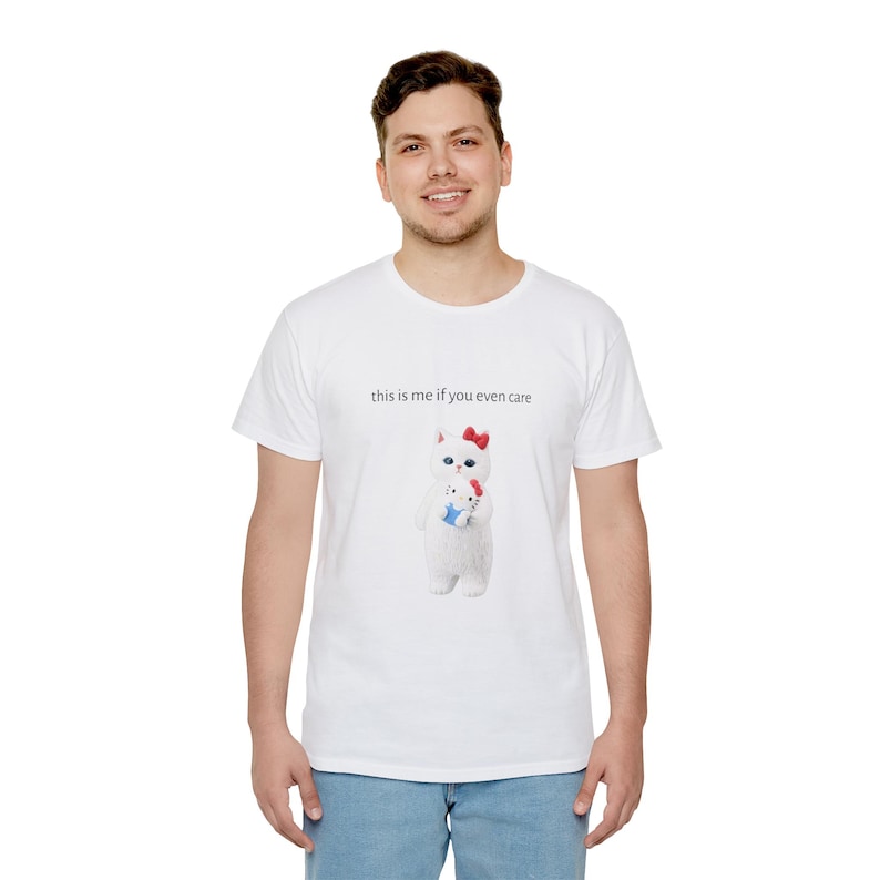 Mofusand x Hello Kitty Sanrio this is me if you even care Unisex T-Shirt image 6