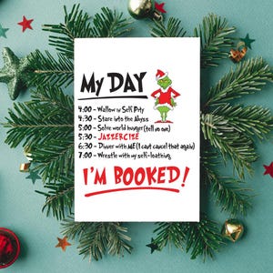 My Day I'm Booked, The Grinch Weihnachten Wand Kunst Digitaldruck. Festtagsferien-Zeitplan.