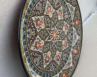 Handmade Ceramic Plate-Lagan. Uzbekistan Traditional Oriental Pattern Style Plate for Fruits and Home Decor Ceramics Rishtan Vivid Colors