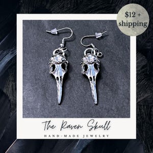 The Raven Skull - lightweight hollow bird skull earrings
