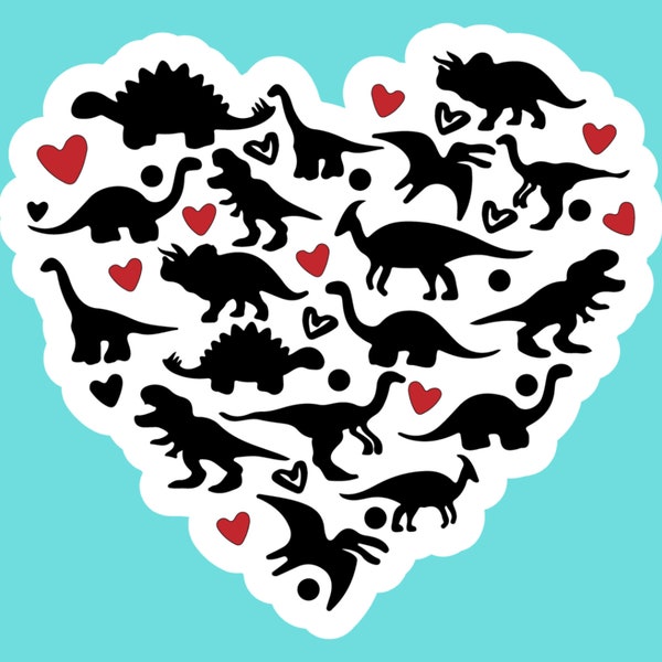 Dinosaur heart stickers, Kindle stickers, laptop stickers, gifts for him, gifts for her, gift for kids, bookworm gift, bookish stickers