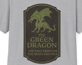 Green Dragon Graphic T-Shirt: Vintage Fantasy Tee, Book Lover Gift