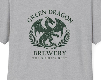 Green Dragon Brewery T-Shirt: Vintage Style Graphic Tee, Book Lover Gift