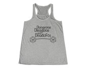 Dungeons and Dragons and Deadlifts, funny workout shirt, dnd exercise, fit dungeons and dragons, Racerback Tank, lifting shirt, gym shirt
