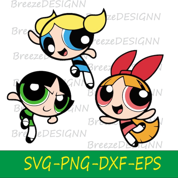 Powerpuff Girls SVG , Powerpuff PNG, Powerpuff Girls Birthday Invitation, Powerpuff Girl Cricut Files