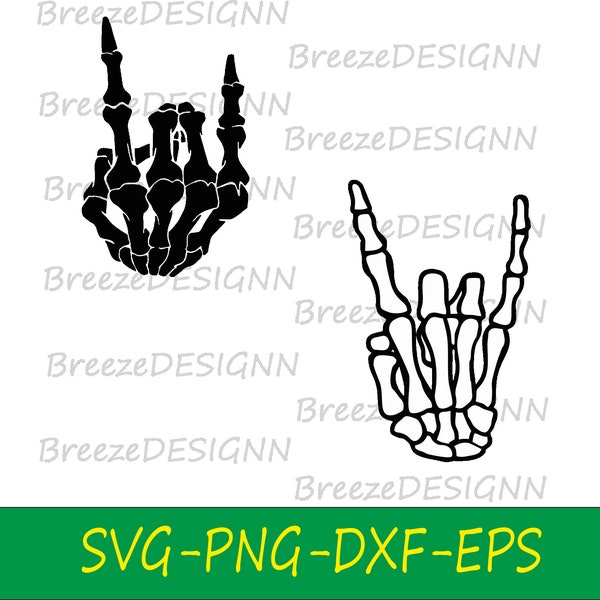 Skeleton Rock On hand Svg Download, Cricut svg, Clip art, Png, svg, silhouette vector svg png clip art Skull svg, skeleton svg, hand svg