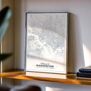Washington DC Road Map Poster - Minimalist Wall Art, Framed Print, Custom Map Gift