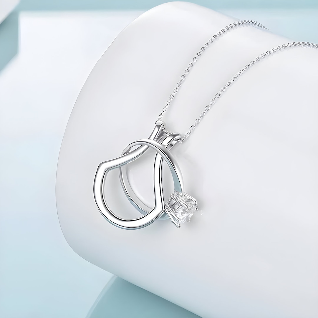 14k White Gold Ring Holder Necklace Stylish and Functional perfect Gift
