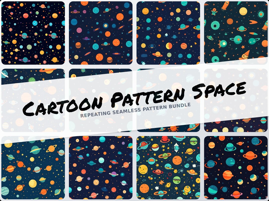 Cartoon Pattern Space Seamless Patterns PNG Digital Download - Etsy