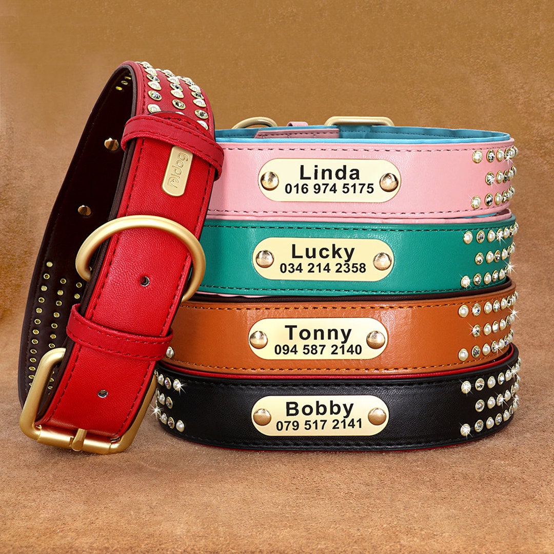 Custom Leather Dog Collar Pet Collar for Dogs Diamond Diva Etsy UK
