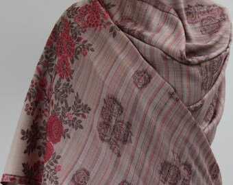 大型ブラックマルチカラーパシュミナカニ織りショール、冬用ラップ（40