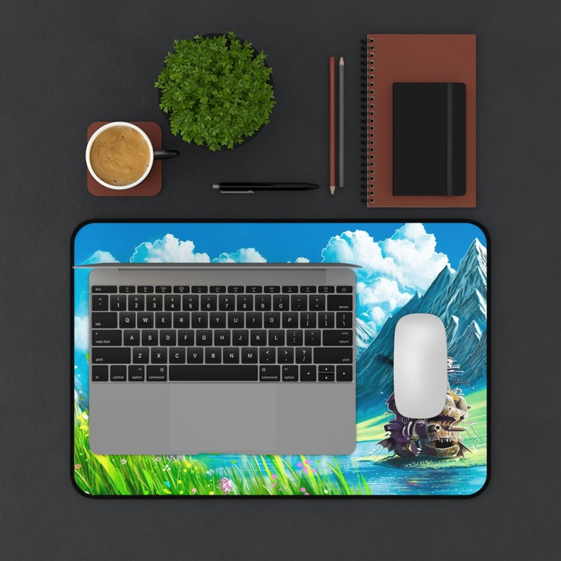 Studio Ghibli Desk Mat, Howl's Moving Castle Desk Mat, Mountains Desk