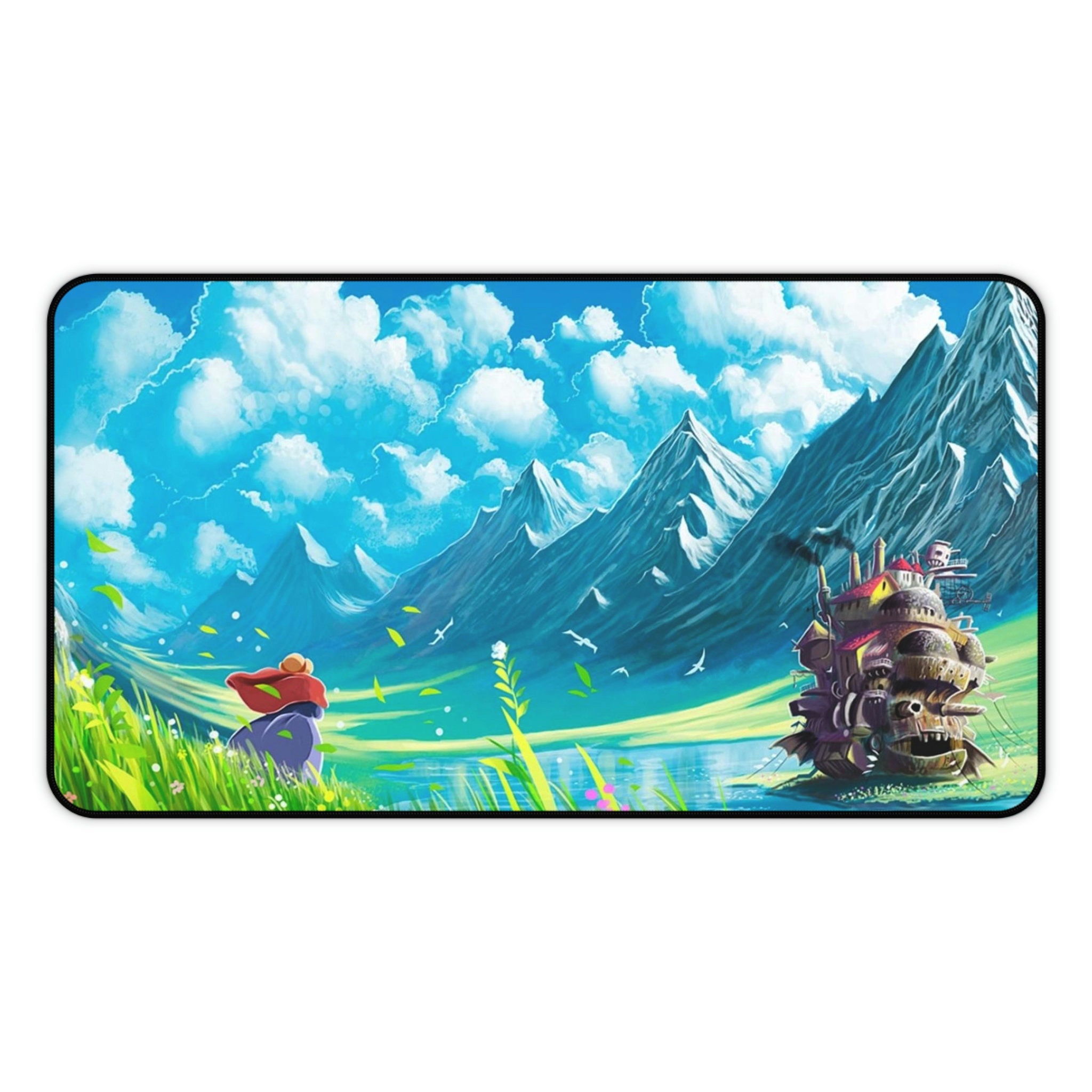 Studio Ghibli Desk Mat, Howl's Moving Castle Desk Mat, Mountains Desk
