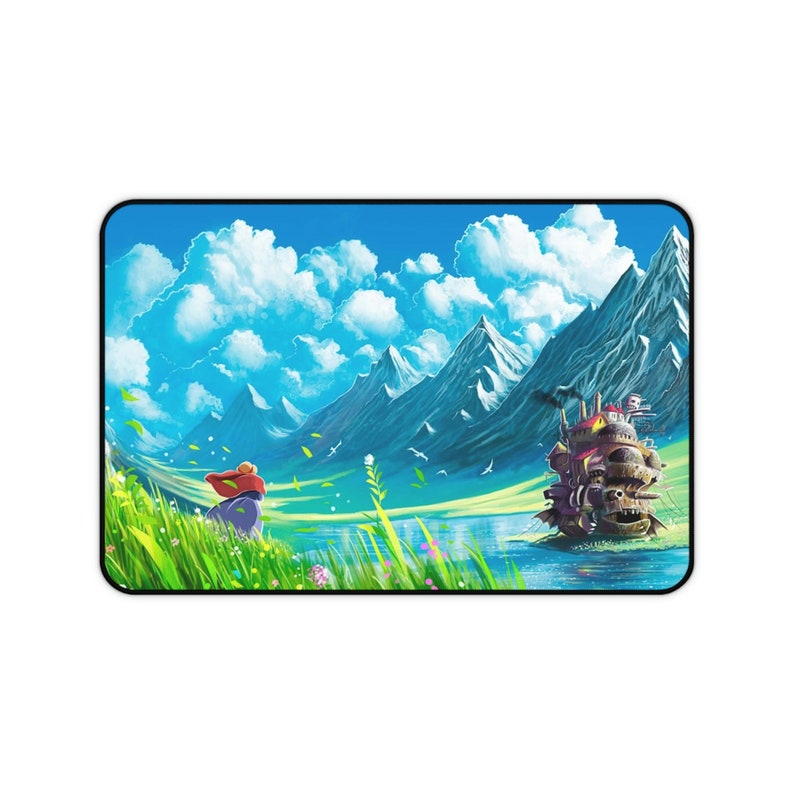 Studio Ghibli Desk Mat, Howl's Moving Castle Desk Mat, Mountains Desk
