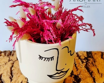 Vase Picasso - Vase visage en céramique - Vase en céramique fait main - vase avec visage féminin abstrait
