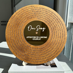 Custom Wooden Vinyl  Decor, Personalized Wedding Song Lyrics Engraved, Wooden Anniversary Gift, First Dance Lyrics, Custom Song Lyric Art