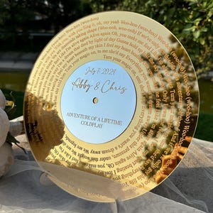 Custom Acrylic Vinyl  Decor, Wedding Song Lyrics Engraved, Plexiglass Anniversary Gift, First Dance Lyrics, Custom Song Lyric Art