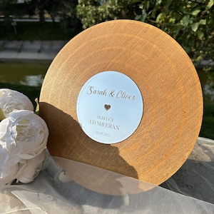 Custom Wooden Vinyl  Decor, Personalized Wedding Song Vinyl Record, Wooden Anniversary Gift, First Dance Lyrics, Custom Song Art