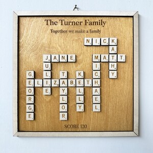 Personalised Scrabble Family Names Frame, Christmas Gift, Family Tree ...