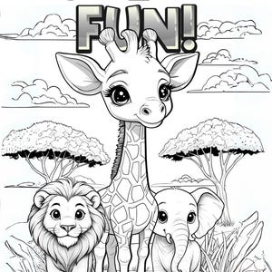 Safari Coloring Book for Kids | Printable Jungle Animals | African Wildlife Coloring Pages | Instant Digital Download