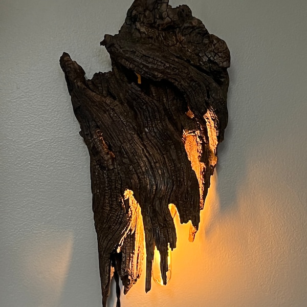 Driftwood Wall Sconce - Large Natural Wood Home Lighting - Driftwood Art/Decor