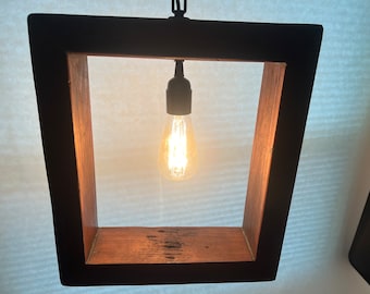 Rustic Chandelier Barnwood Handcrafted Hanging Light - Square