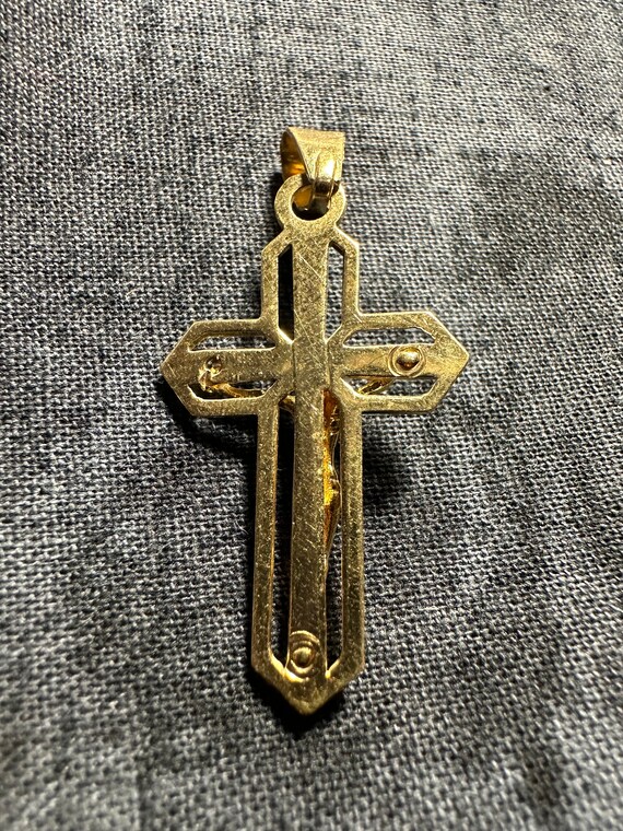 14k Yellow Gold Crucifix Pendant Charm Jesus Reli… - image 4