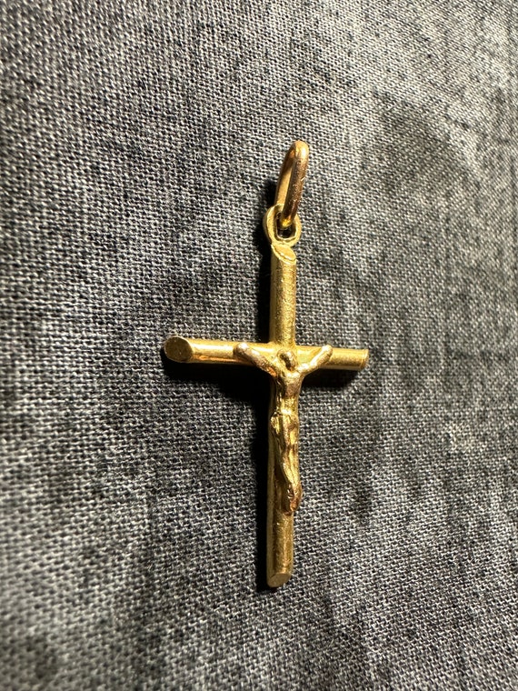 14k Yellow Gold Crucifix Pendant Charm Jesus Reli… - image 2
