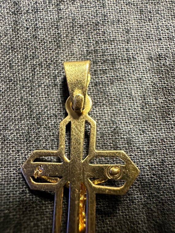 14k Yellow Gold Crucifix Pendant Charm Jesus Reli… - image 7