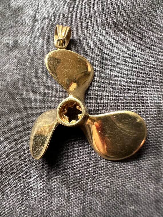 14k Yellow Gold Boat Propeller Prop Ocean Boat Pendan… Gem