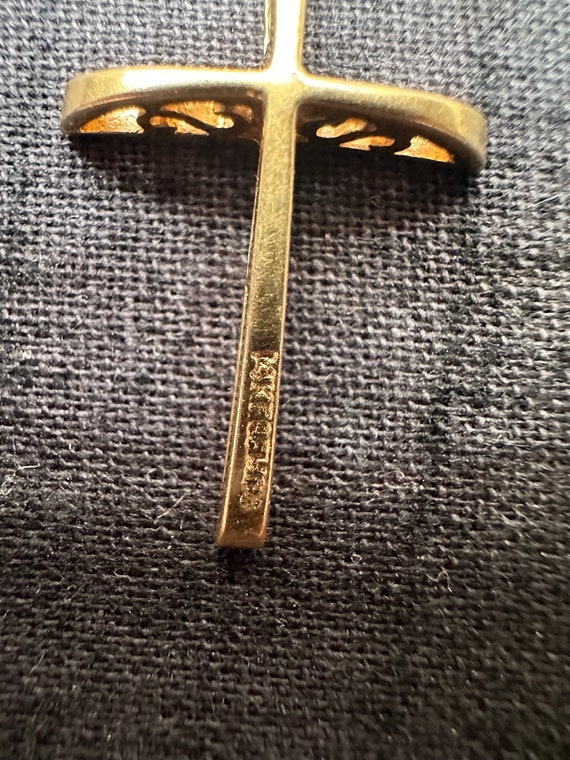 14k Yellow Gold Domed Cross Pendant Charm Jesus R… - image 8