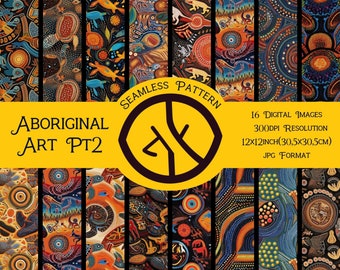 Bundle of 16 Aboriginal Art Originals Part 2, Aboriginal Seamless Patterns for Fabric, Embroidery | Aboriginal Dots Fabric, Aboriginal Paper