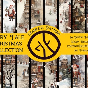 Magical Christmas Fairy Tale Pattern Collection : 16 Christmas seamless patterns | Christmas illustrations | inspired by Anton Pieck