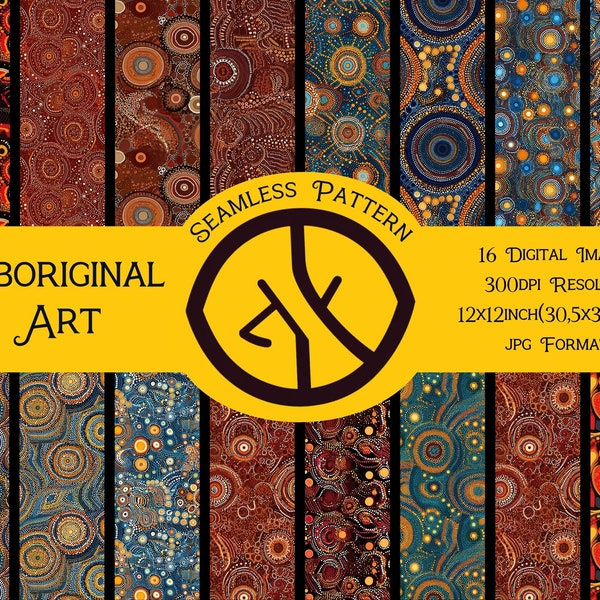 Bundle of 16 Aboriginal Art Originals Aboriginal Seamless Patterns for Fabric | Embroidery Seamless File | Aboriginal Dots Fabric