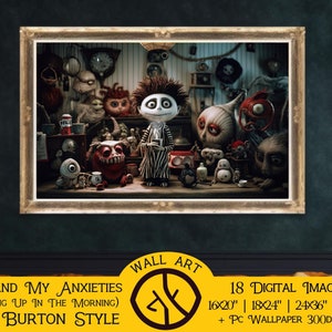 Me And My Anxieties inspired by Tim Burton Wall Art Decor | Wednesday Addams Toys | Bedroom Decor, Playroom Wall Art, Tim Burton Wallpaper
