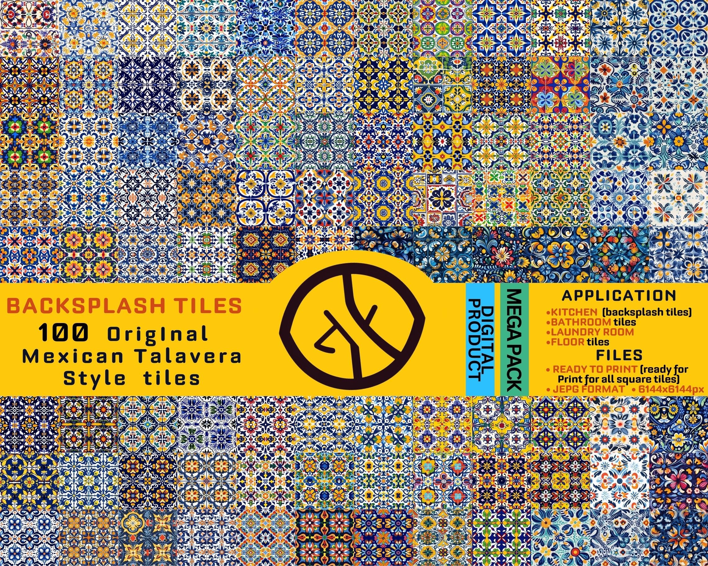 Transform Your Kitchen or Bathroom | Bundle of 100 Mexican Talavera Tile Stickers | Vinyl stickers | Kitchen tiles | Bathroom stickers