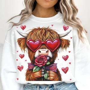 Highland Kuh png, Valentine Herz Png, Valentine Rose, Retro Valentinstag Png, Valentinstag Png, Liebe Png, Sublimation Designs