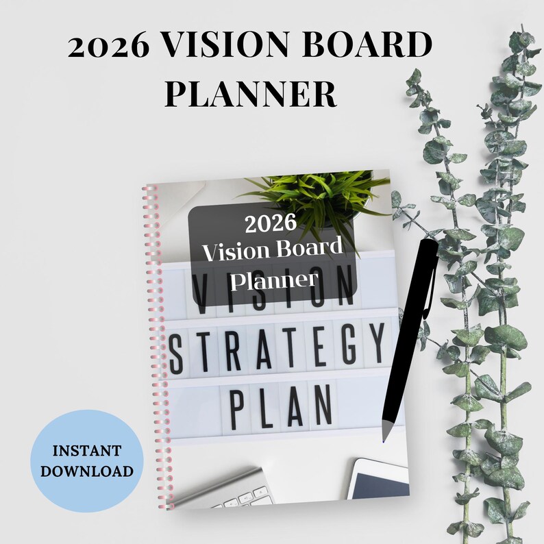2026 Vision Board Planner Printable PDF Goal Setting Manifestation ...