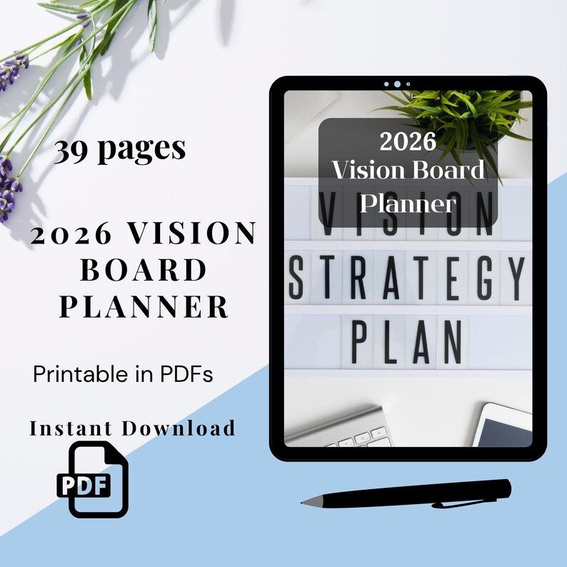 2026 Vision Board Planner Printable PDF Goal Setting Manifestation ...